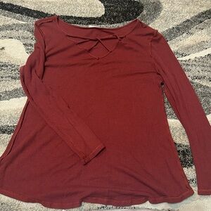 Women’s long sleeve tee with criss cross detail